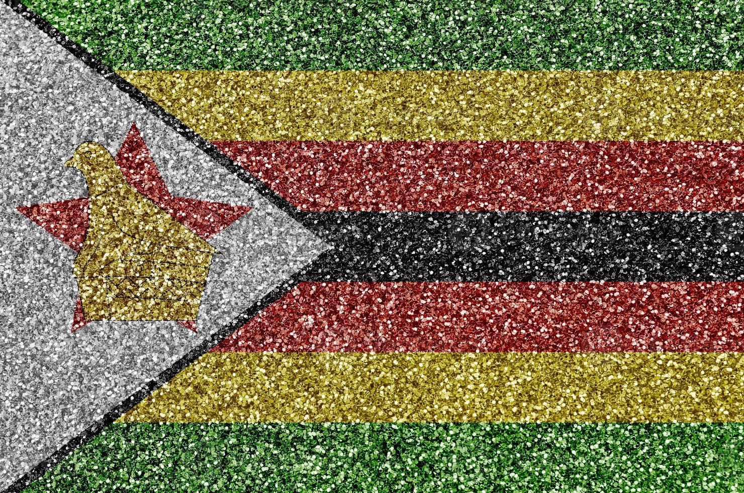 Zimbabwe flag depicted on many small shiny sequins. Colorful festival background for party photo