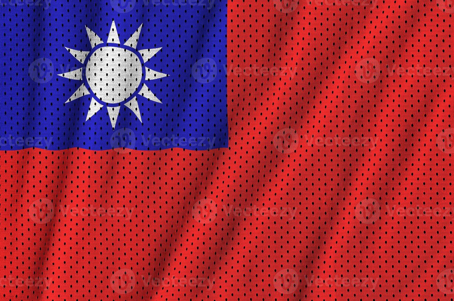 Taiwan flag printed on a polyester nylon sportswear mesh fabric photo