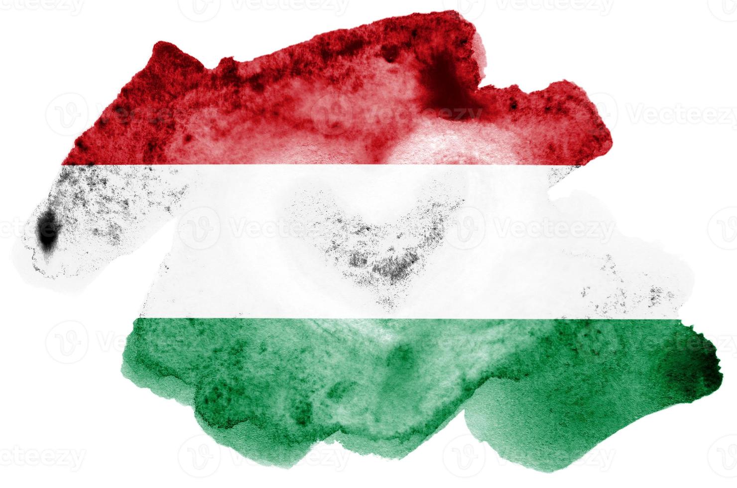 la bandera de hungría está representada en estilo acuarela líquida aislada en fondo blanco foto