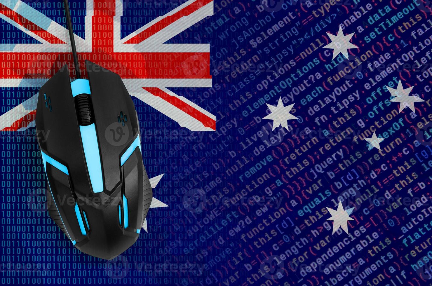 Australia flag  and computer mouse. Digital threat, illegal actions on the Internet photo