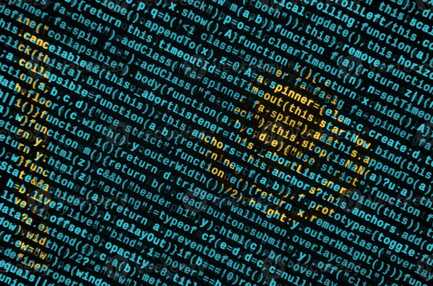 Kazakhstan flag  is depicted on the screen with the program code. The concept of modern technology and site development photo