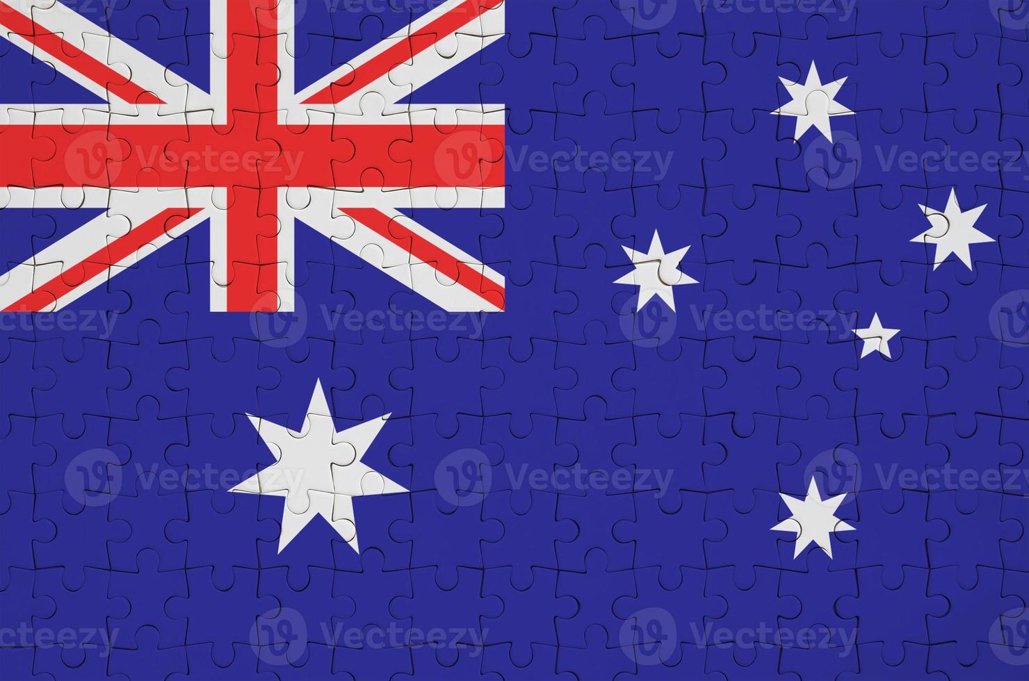 Australia flag  is depicted on a folded puzzle photo