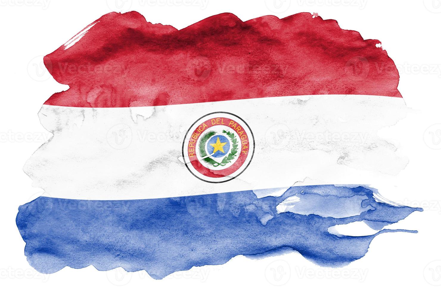 la bandera de paraguay se representa en estilo acuarela líquida aislado sobre fondo blanco foto