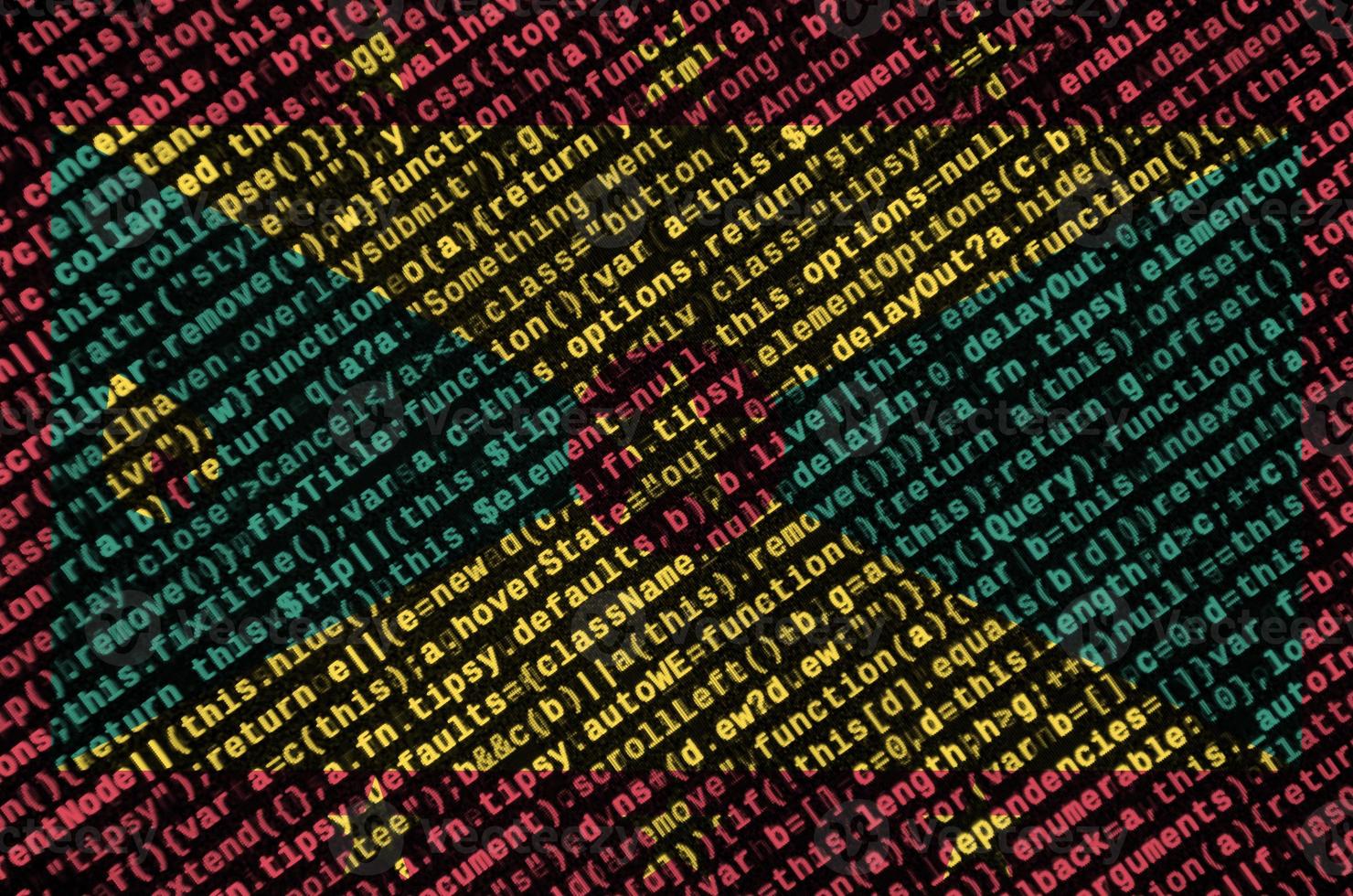 Grenada flag  is depicted on the screen with the program code. The concept of modern technology and site development photo