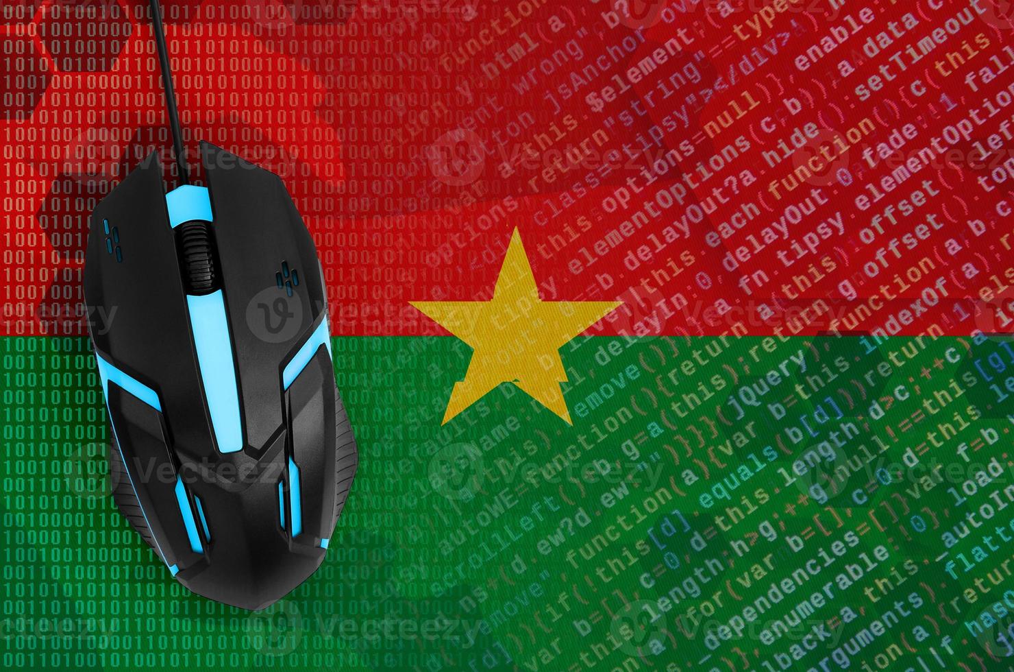 Burkina Faso flag  and computer mouse. Digital threat, illegal actions on the Internet photo