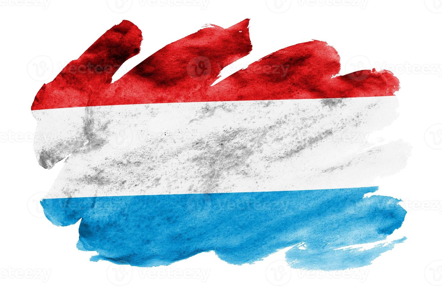 Luxembourg flag  is depicted in liquid watercolor style isolated on white background photo