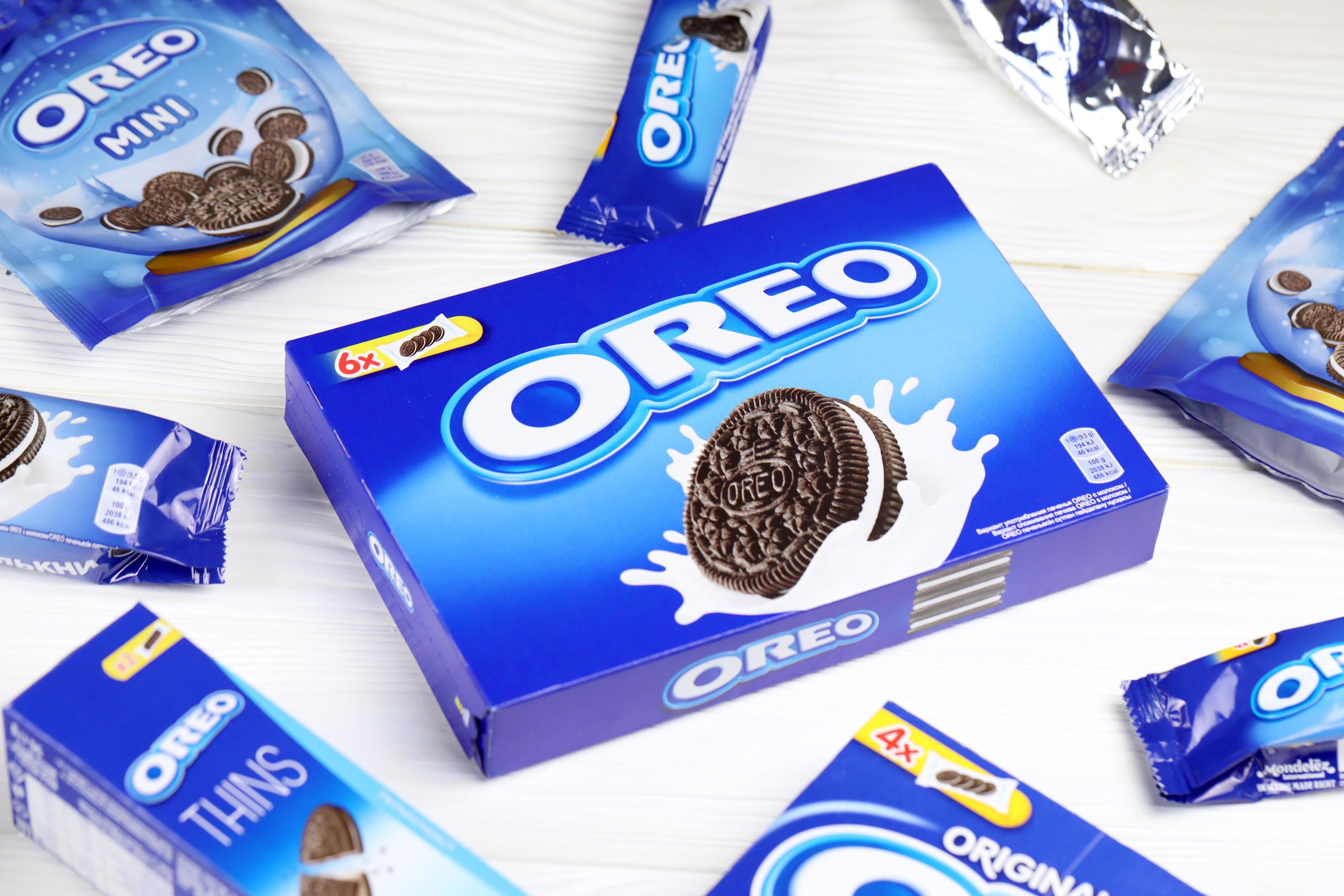 KHARKIV, UKRAINE FEBRUARY 14, 2021 Oreo original and thins crispy