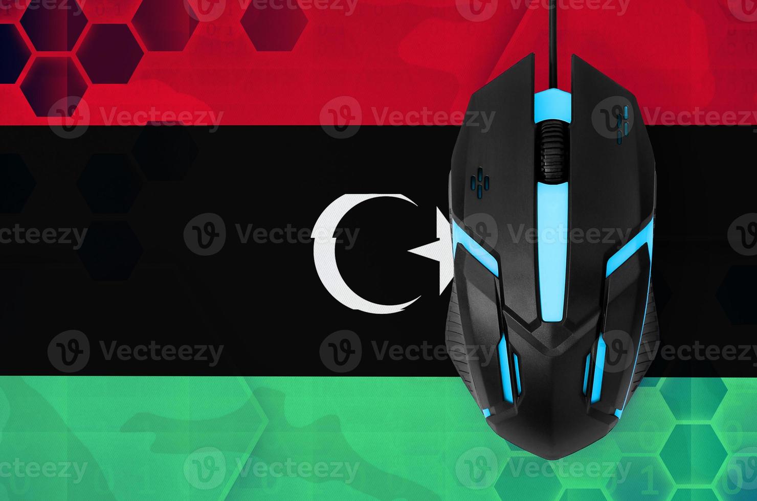 Libya flag  and computer mouse. Concept of country representing e-sports team photo