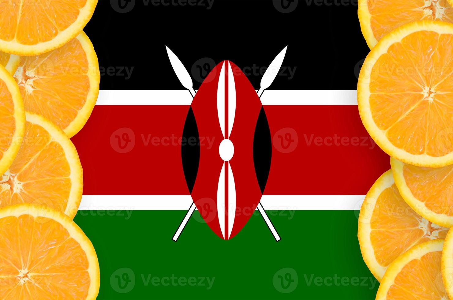 Kenya flag  in citrus fruit slices vertical frame photo