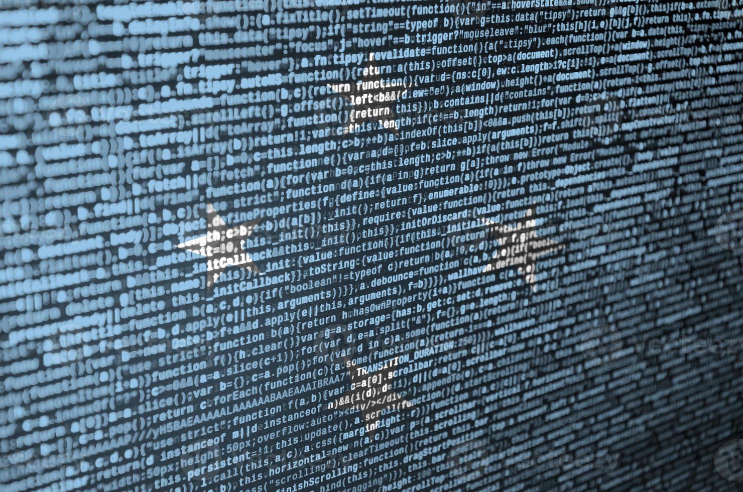 Micronesia flag  is depicted on the screen with the program code. The concept of modern technology and site development photo