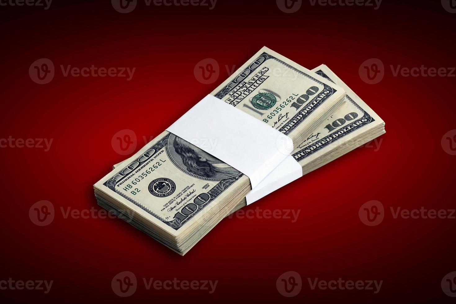 Bundle of US dollar bills isolated on white. Pack of american money with high resolution on perfect white background photo