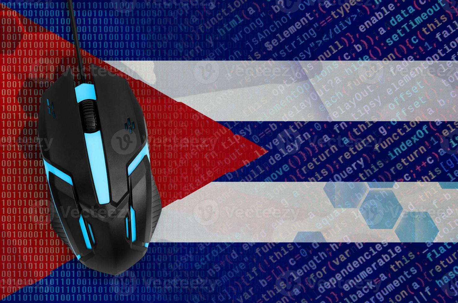 Cuba flag  and computer mouse. Digital threat, illegal actions on the Internet photo