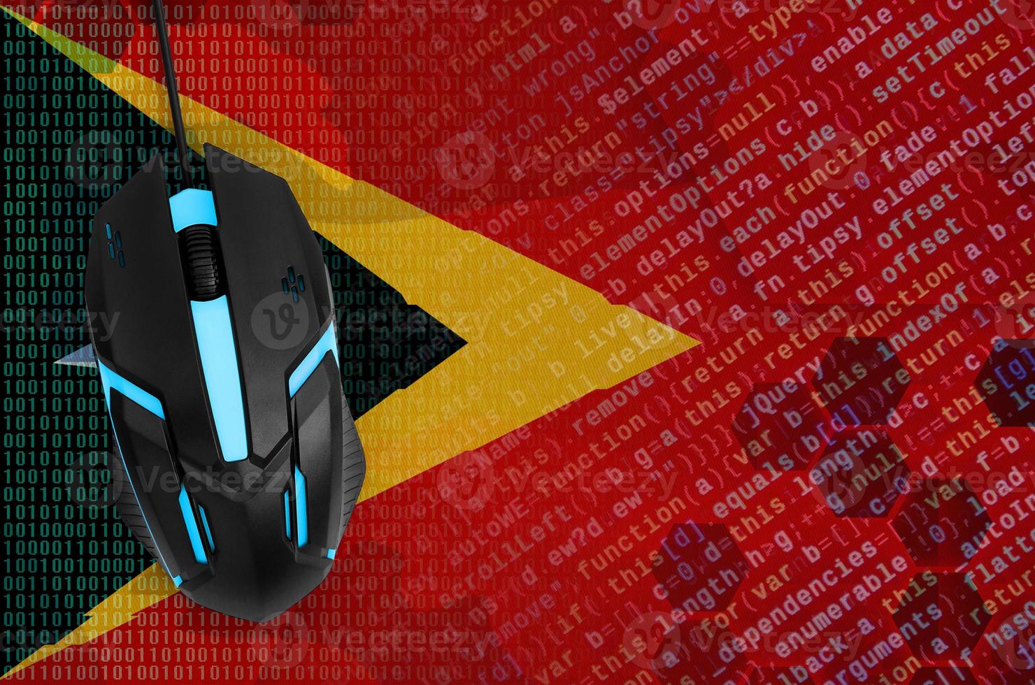 Timor Leste flag  and computer mouse. Digital threat, illegal actions on the Internet photo