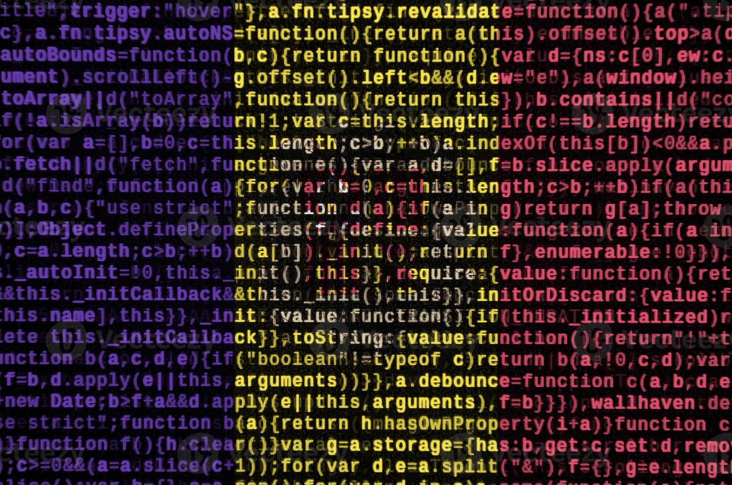 Andorra flag  is depicted on the screen with the program code. The concept of modern technology and site development photo