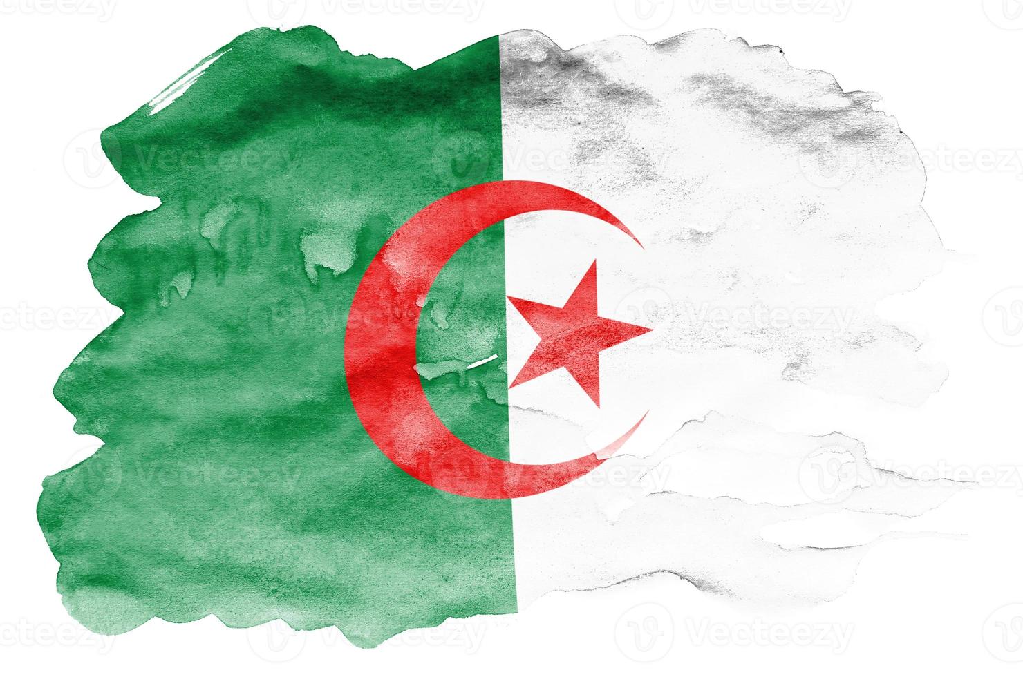 Algeria flag  is depicted in liquid watercolor style isolated on white background photo