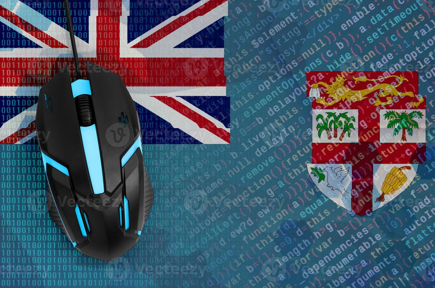 Fiji flag  and computer mouse. Digital threat, illegal actions on the Internet photo