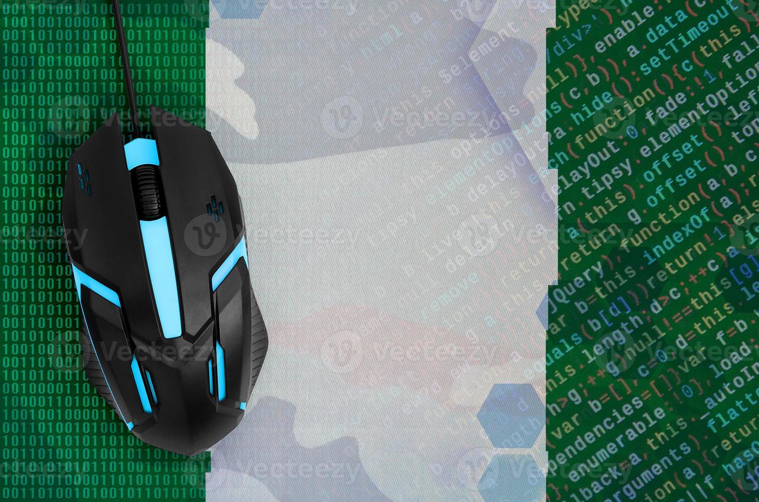 Nigeria flag  and computer mouse. Digital threat, illegal actions on the Internet photo