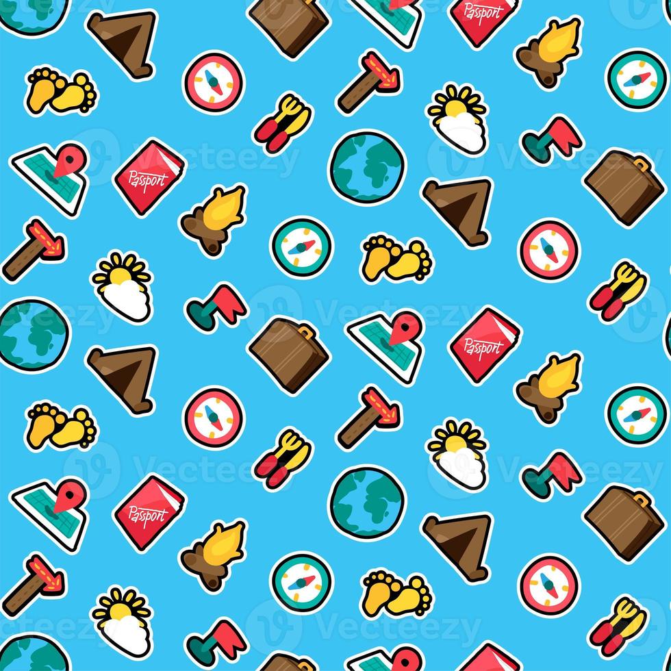Camping seamless color vector pattern photo