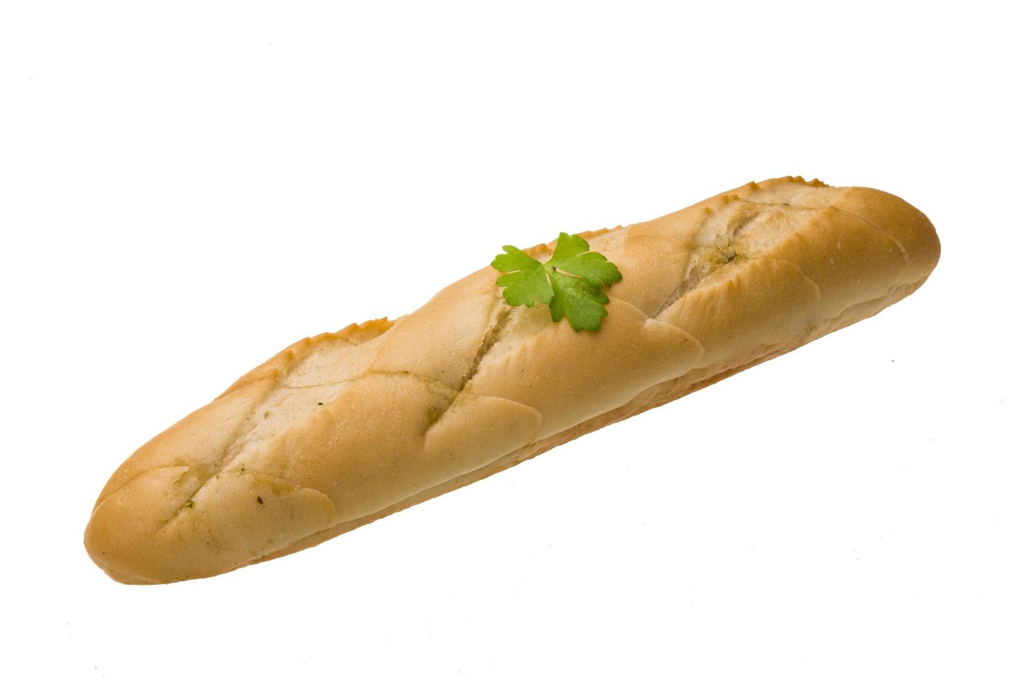 baguette fresca en blanco foto