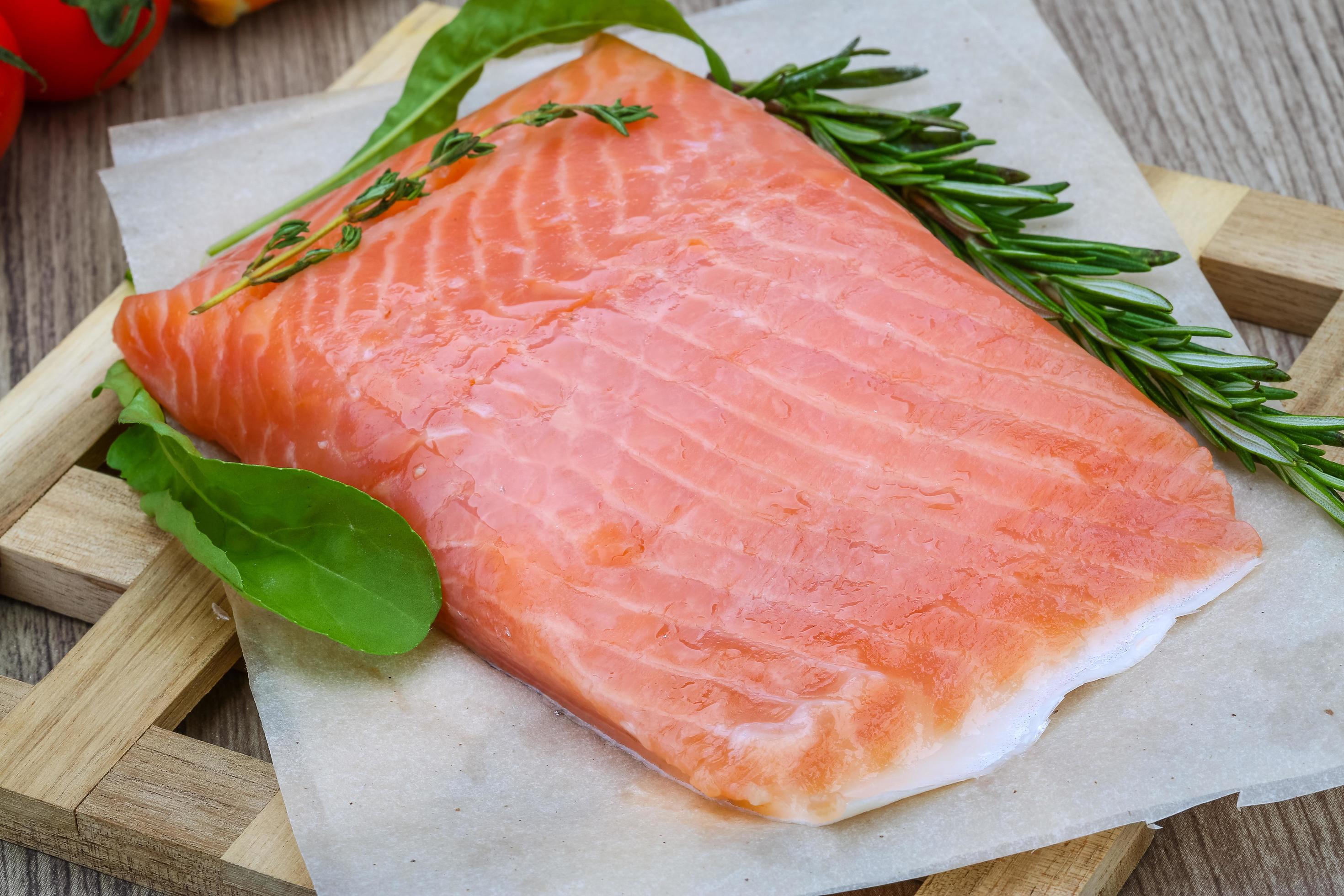 Salted salmon dish view 12843086 Stock Photo at Vecteezy