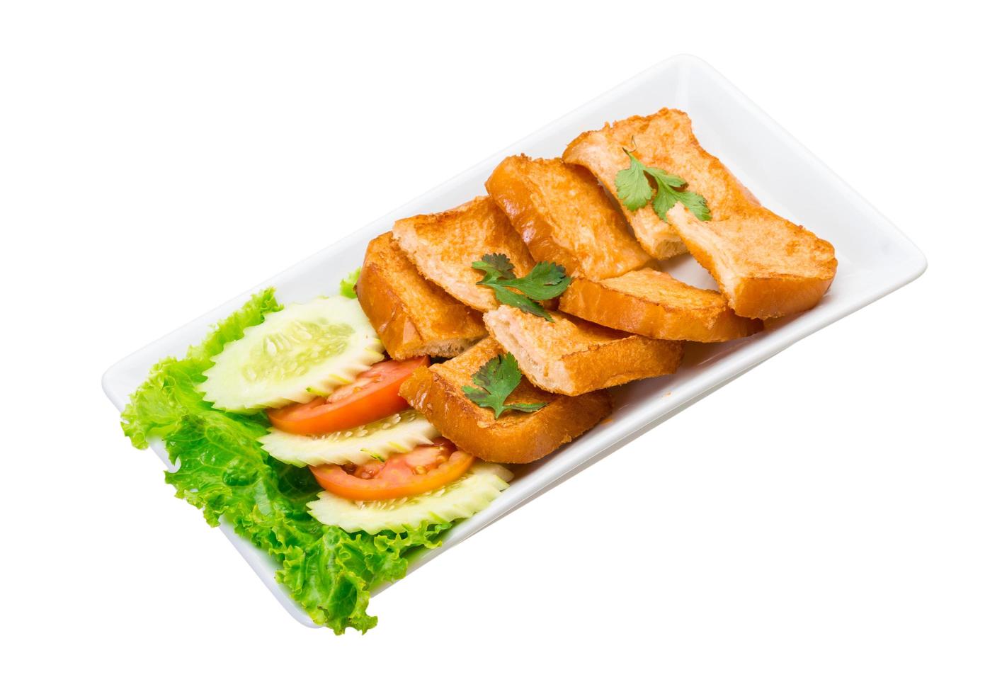 Grilled bread on white photo