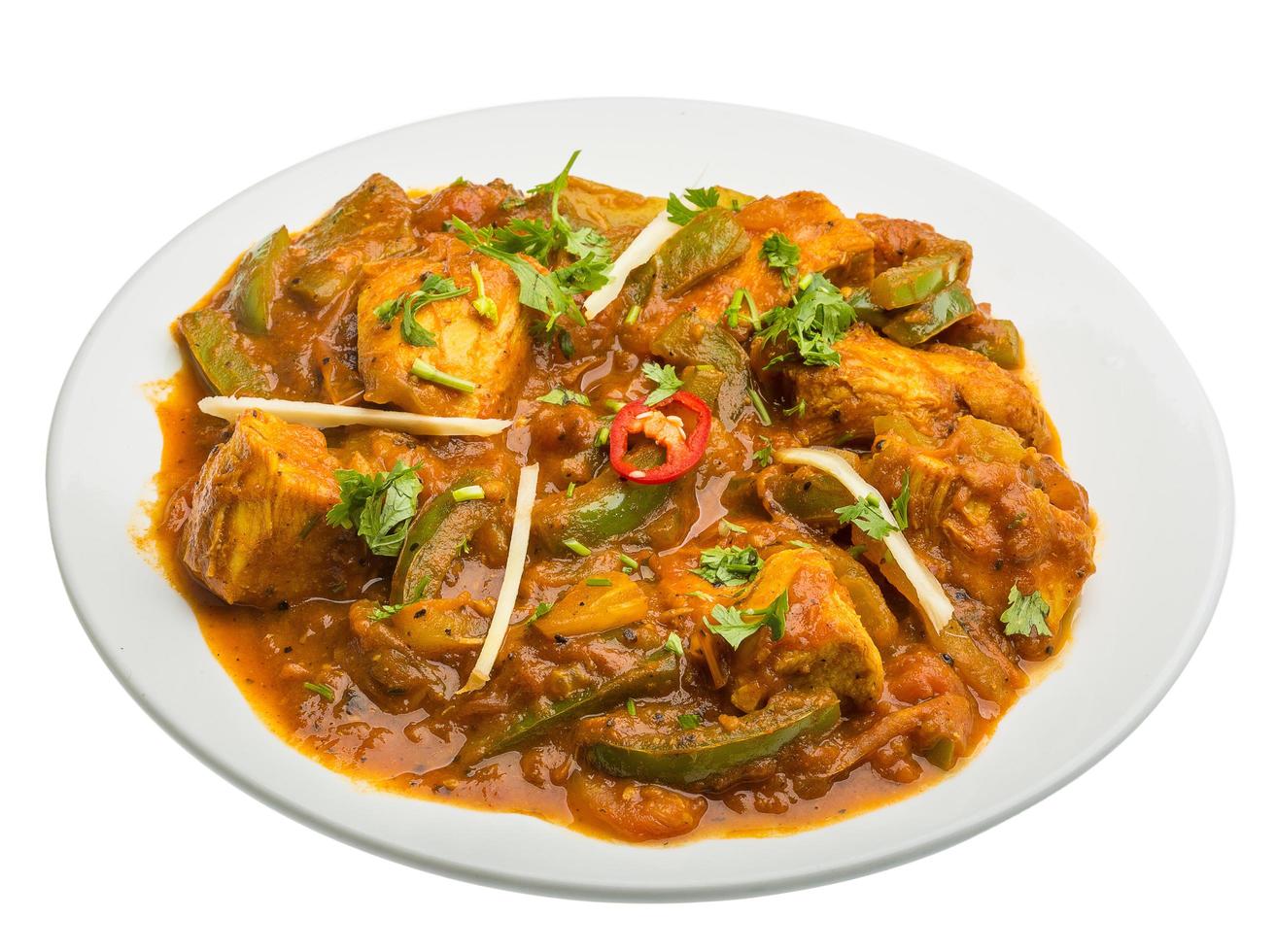 Chicken Jhalfrazi on white photo