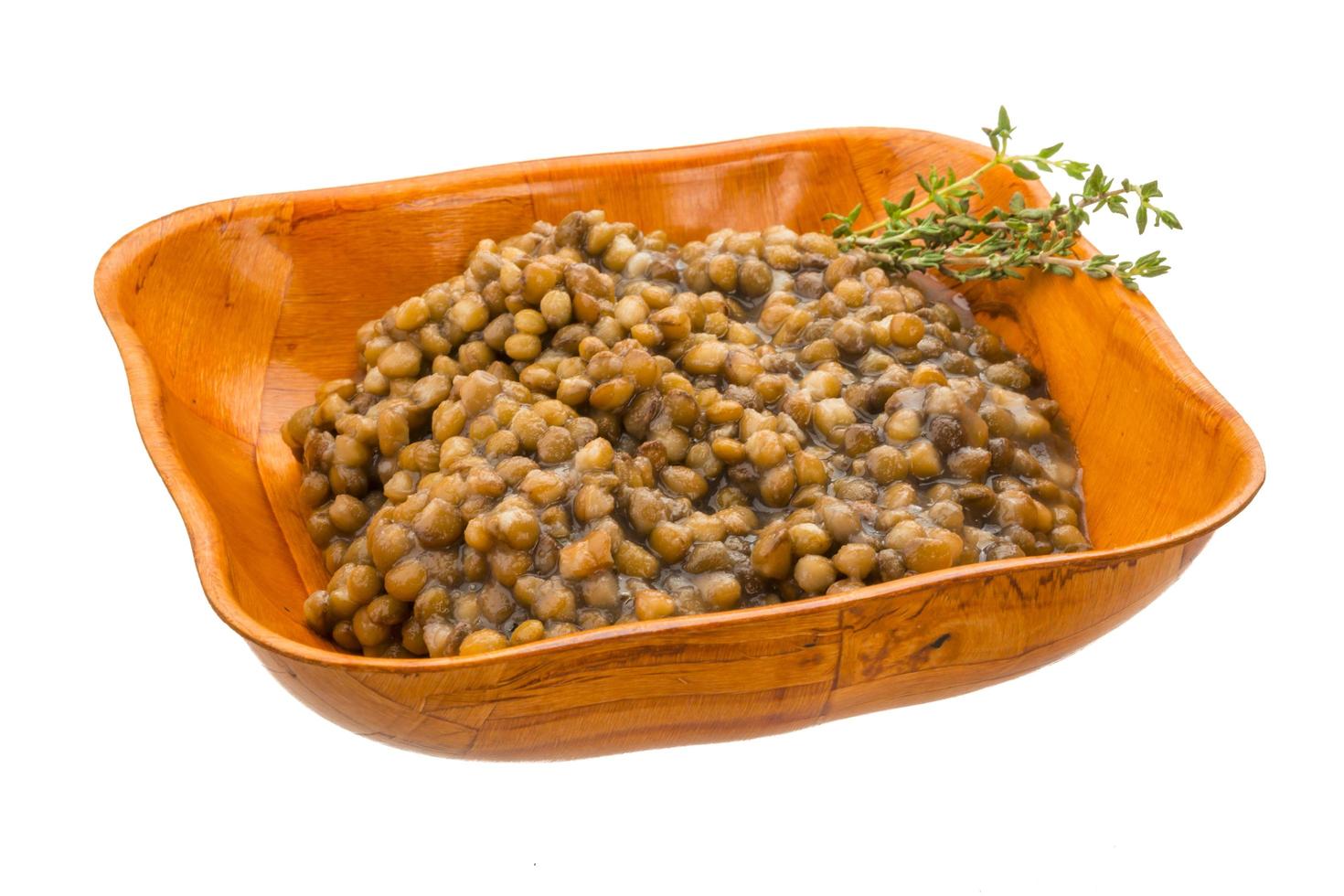 Backed lentils dish view photo