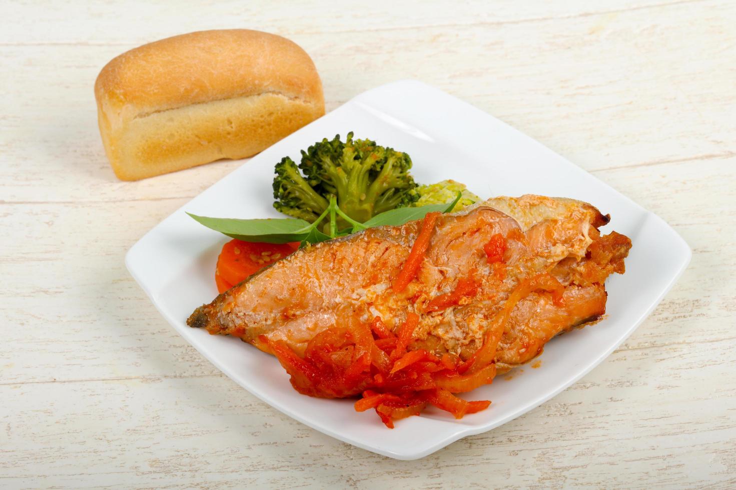 Baked Salmon dish view photo