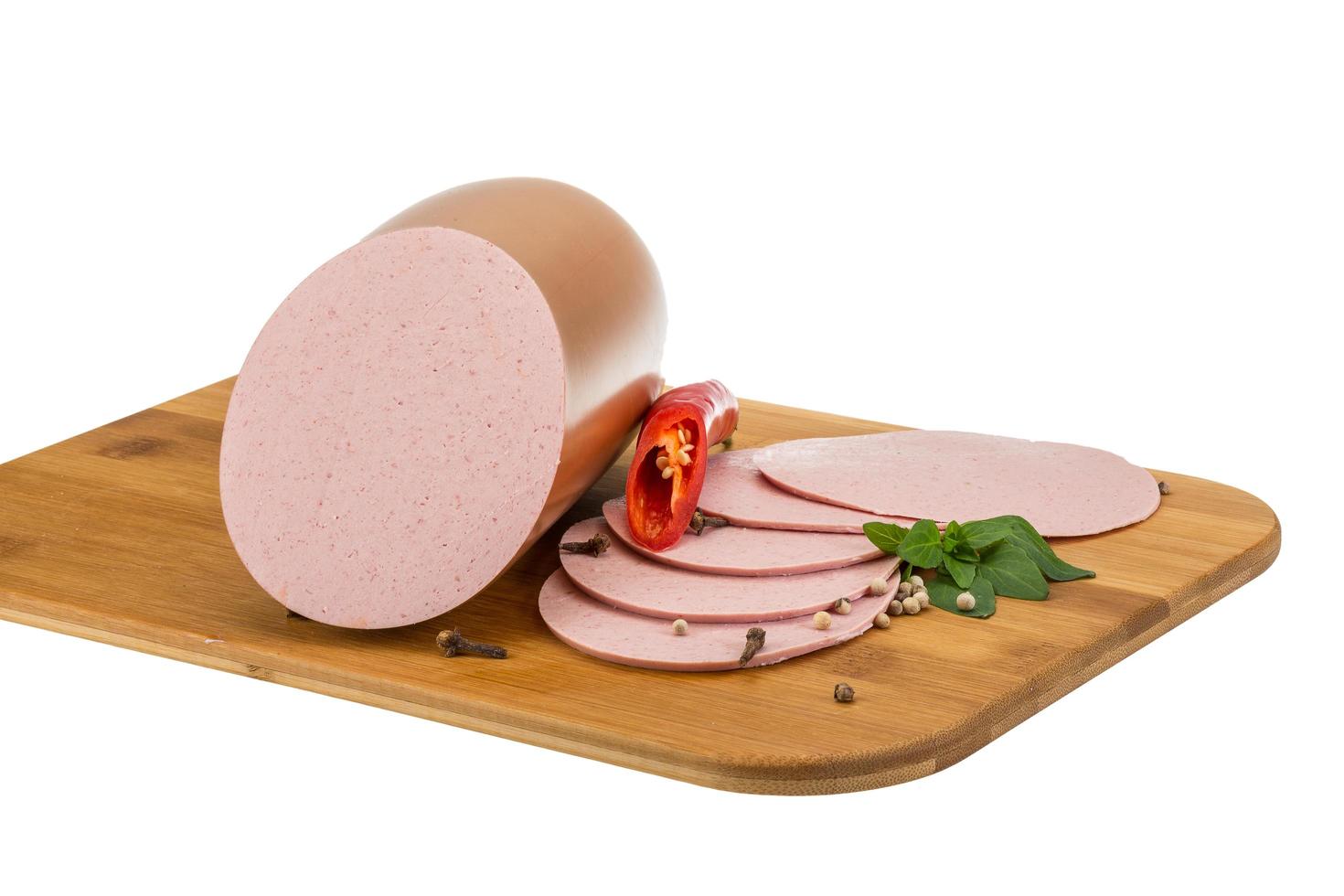 Sausages on white photo