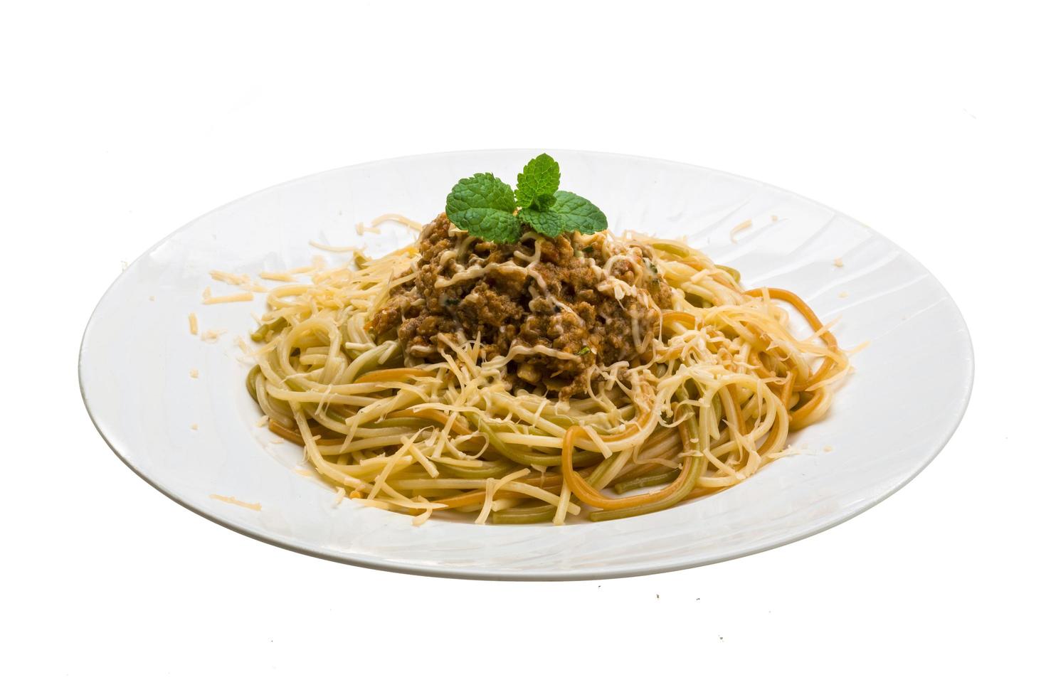 Pasta Bolognese on white photo