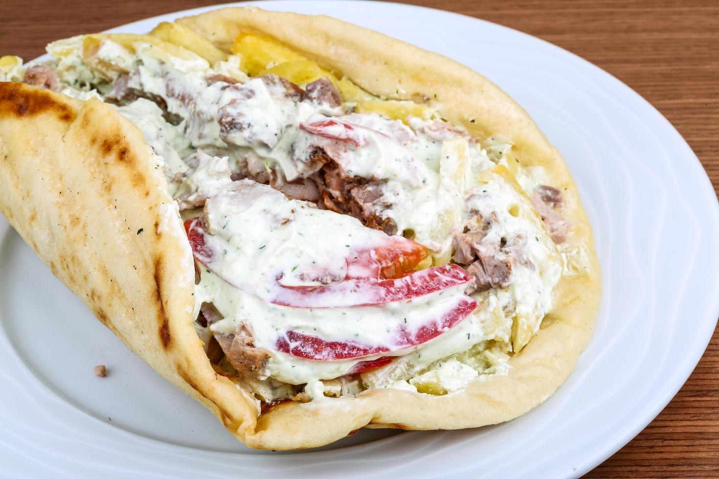 Souvlaki plate view photo