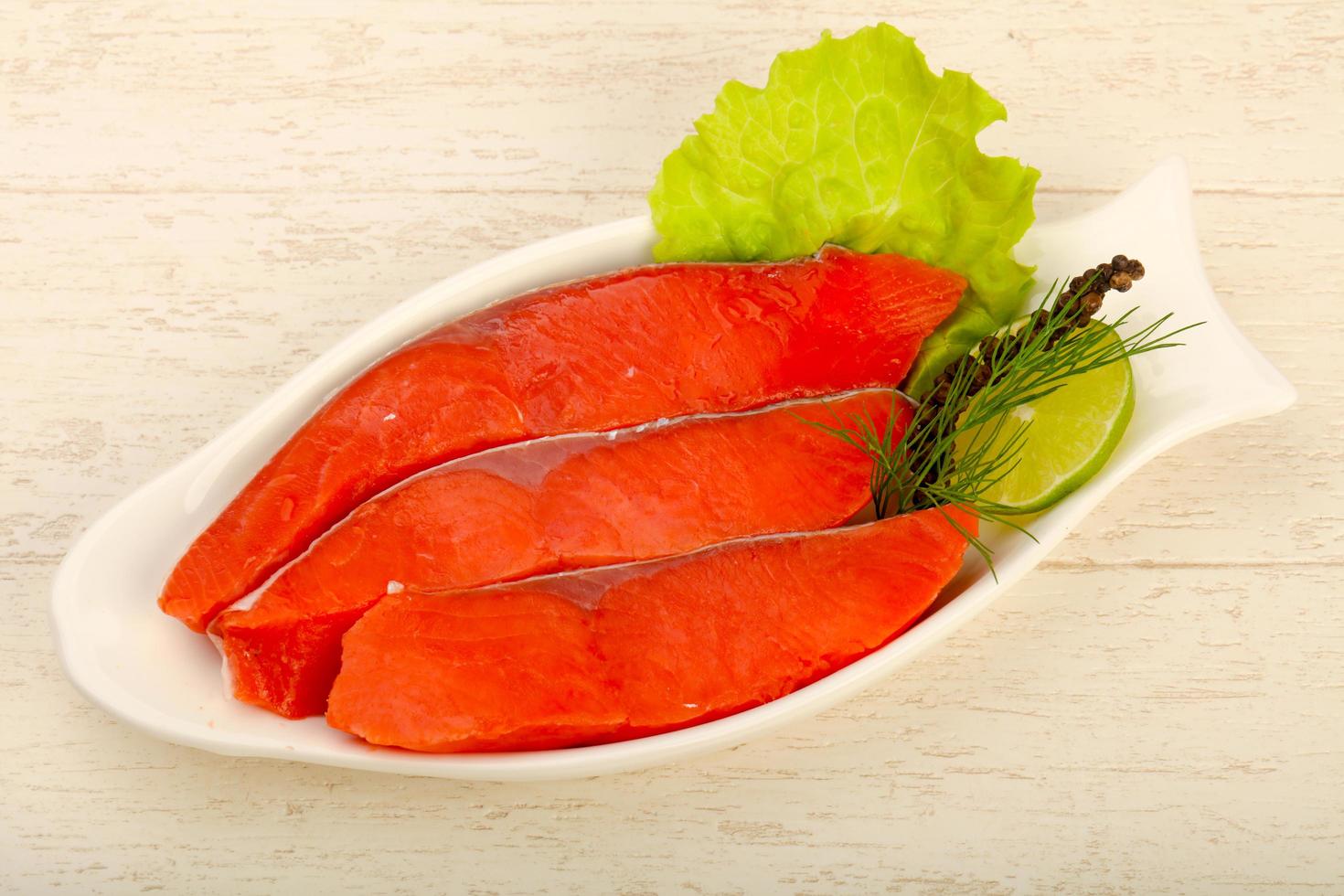 Salted salmon dish view photo
