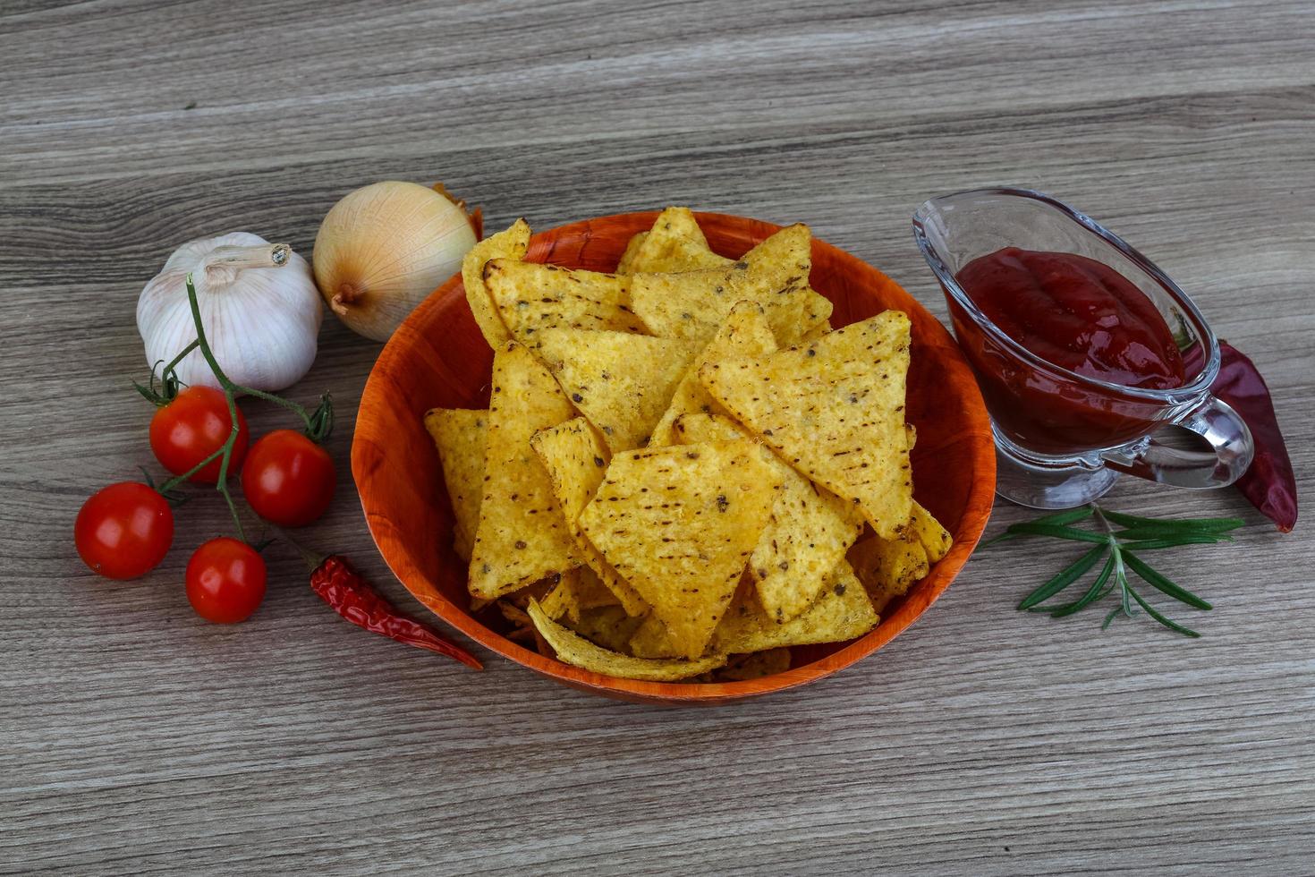 Nachos on wood photo