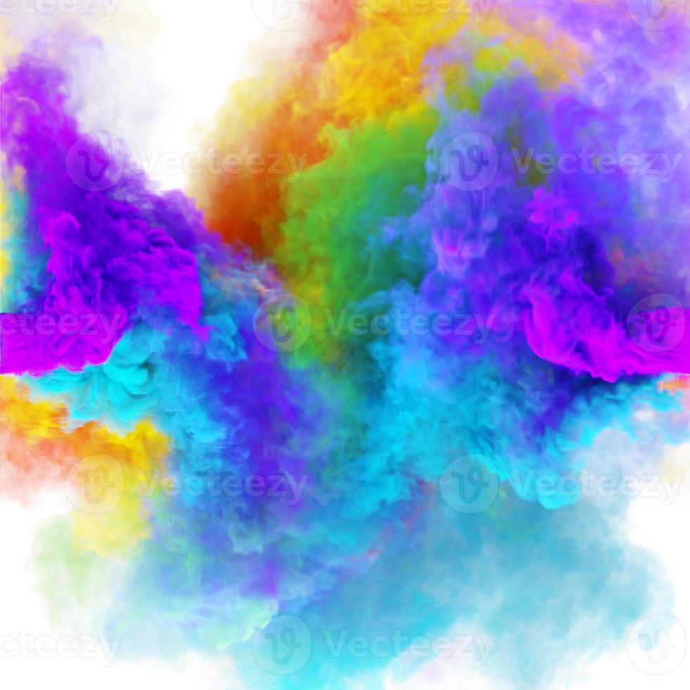 Magic multicolor smoke rainbow clouds with violet puffs photo