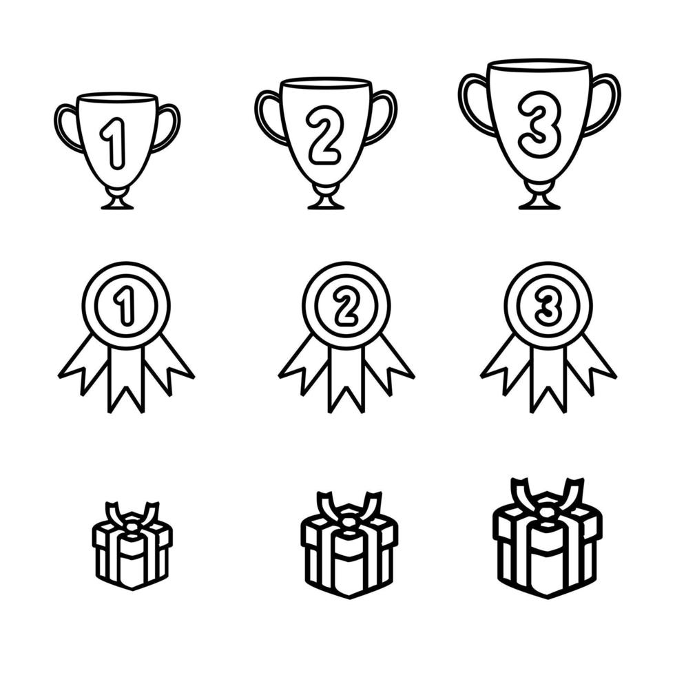 Award and prize line icon set vector