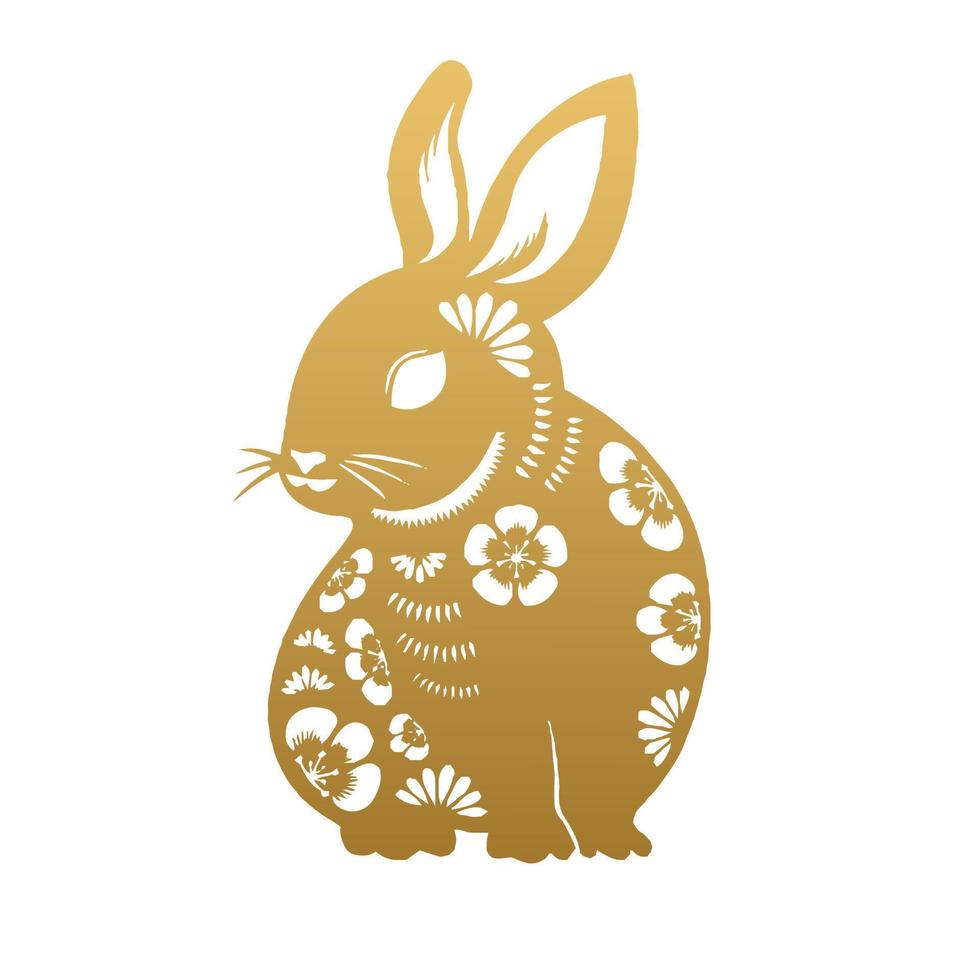 colección de conejos chinos de conejitos dorados aislados en fondo blanco símbolo del año 2023 vector