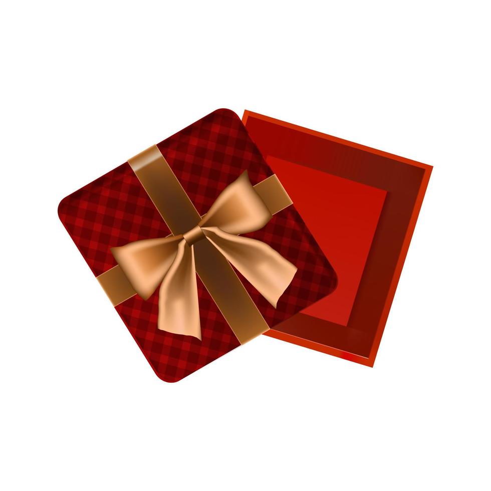 3d Gift box with gold ribbon vector