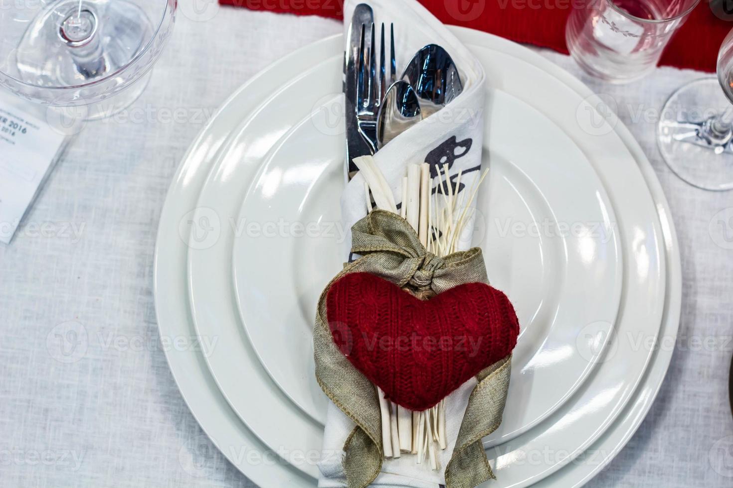 red decoration of table and napkin photo
