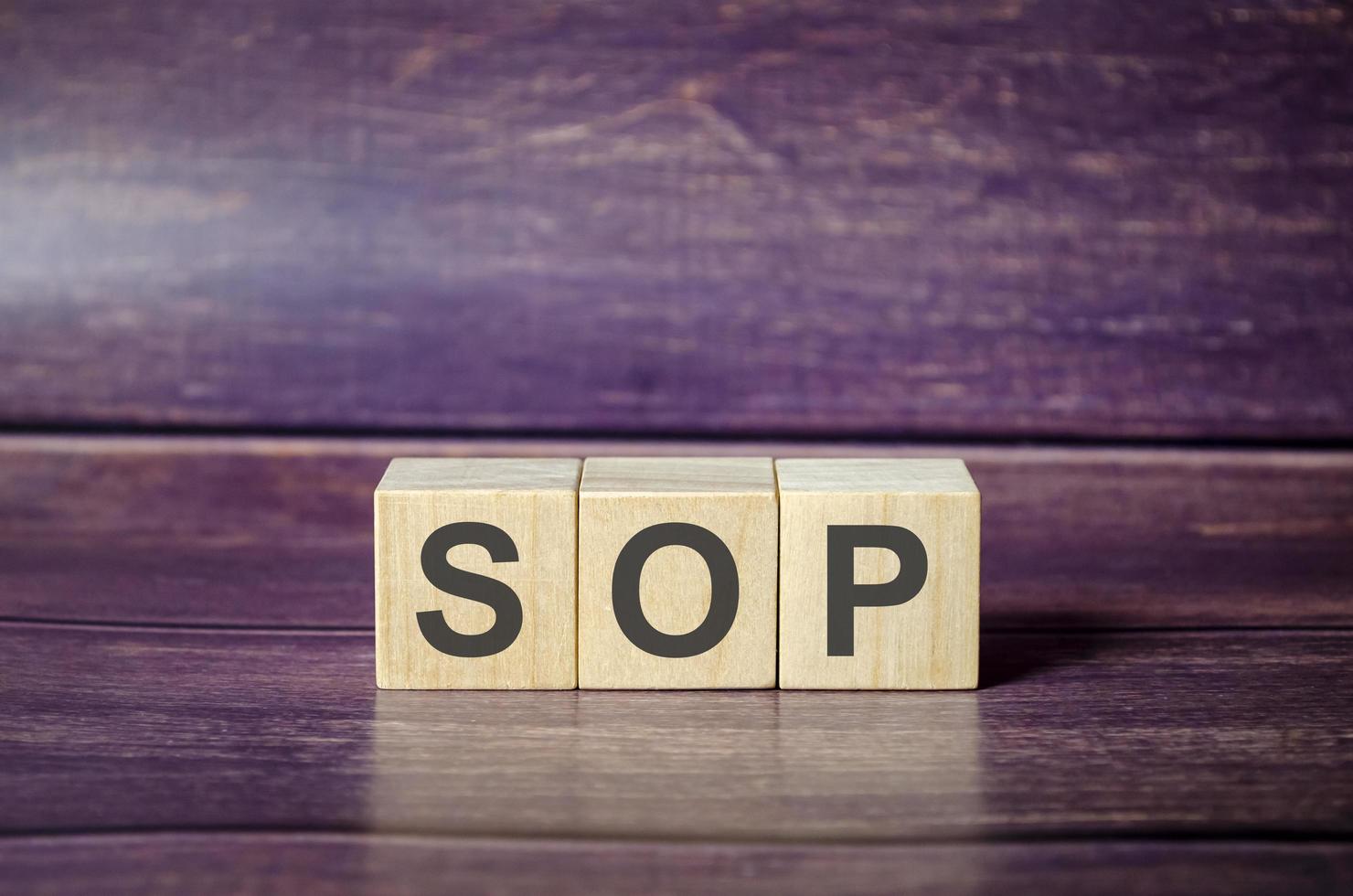 SOP - Standard Operating Procedure acronym, business concept background photo