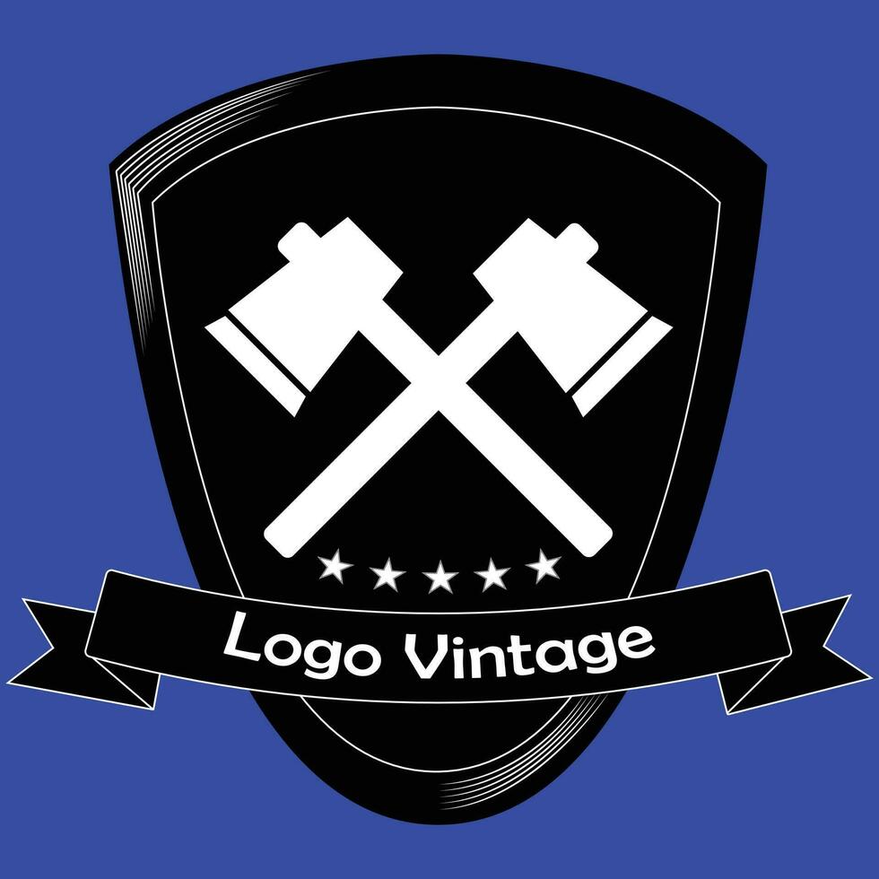 A vintage logo of the emblem of two axes vector