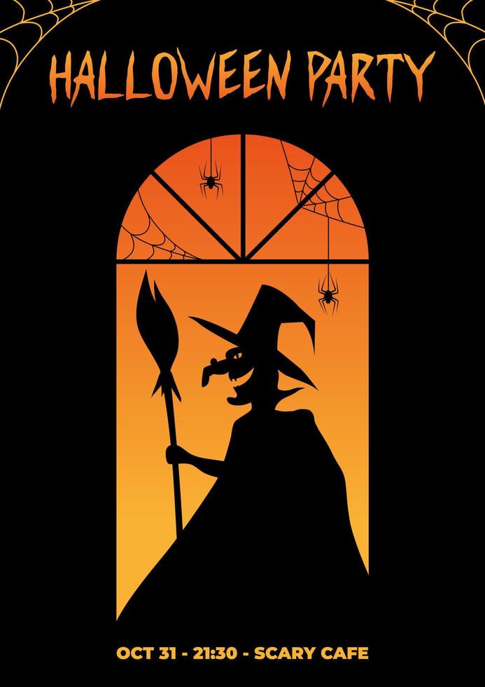 cartel de la fiesta de halloween. Casa de bruja. vector