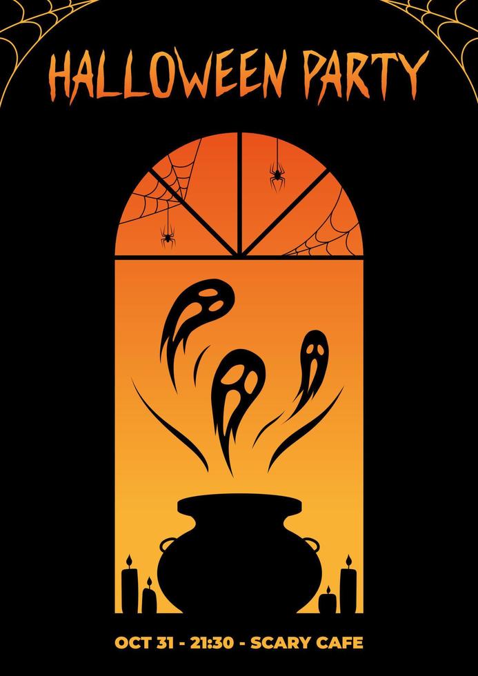 Halloween Party Poster. Ghosts and Witch Craft. vector