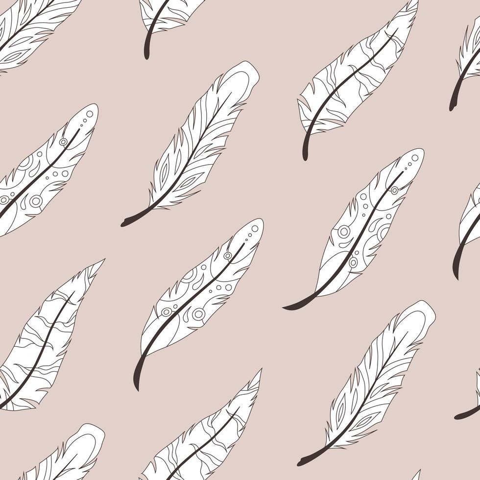 Seamless pattern with feathers. Vintage pattern 4. vector