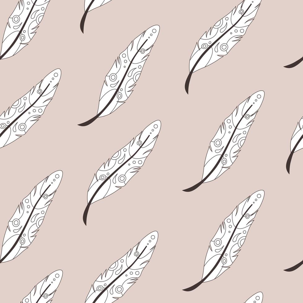 Seamless pattern with feathers. Vintage pattern 1. vector