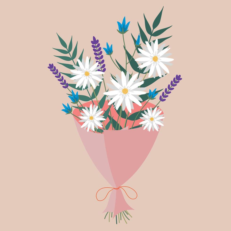 Bouquet of flowers for Mother's Day, Women's Day, Birthday or Valentine's Day. vector