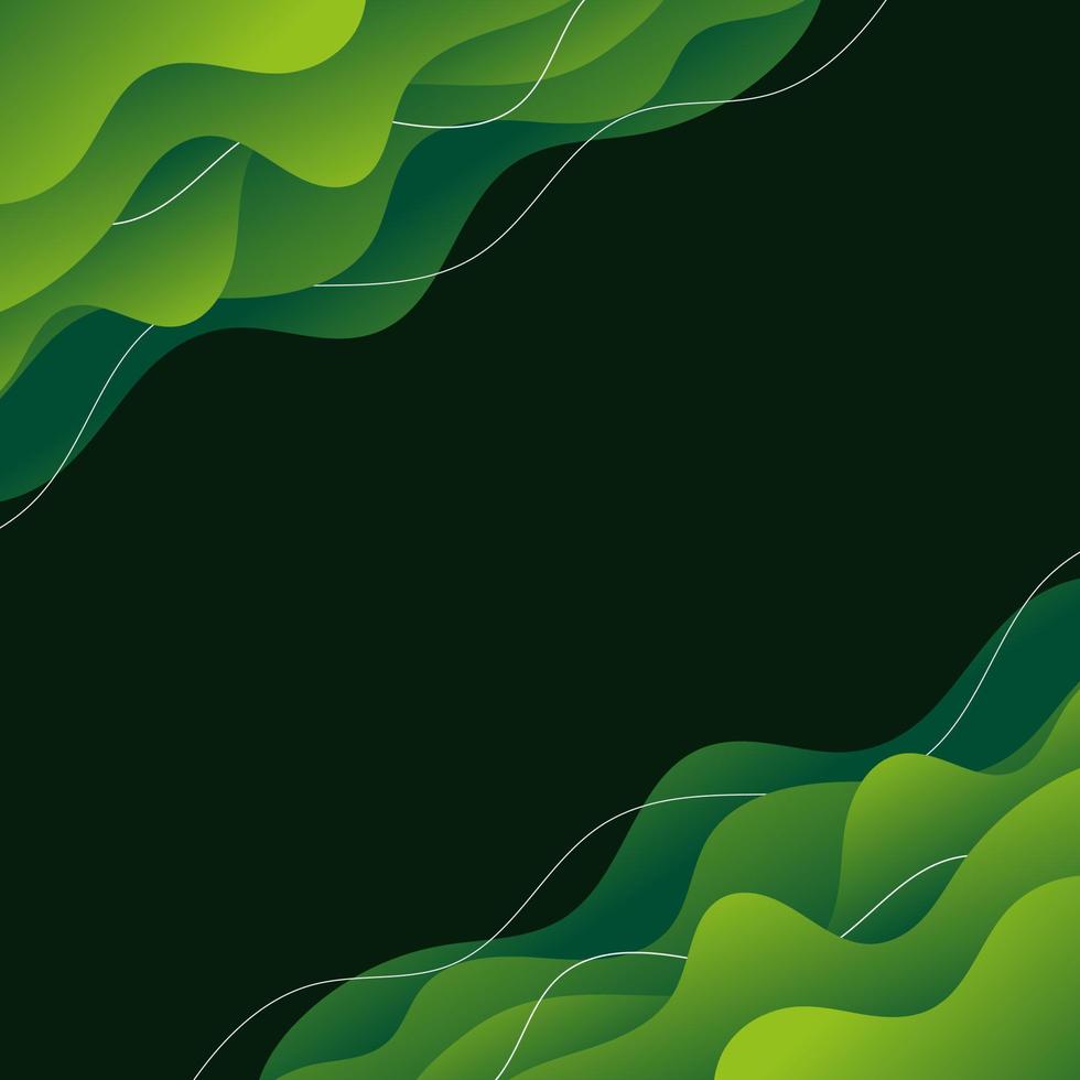 fondo abstracto verde. ondas verdes papel pintado cuadrado. degradado. líneas blancas. patrón. vector