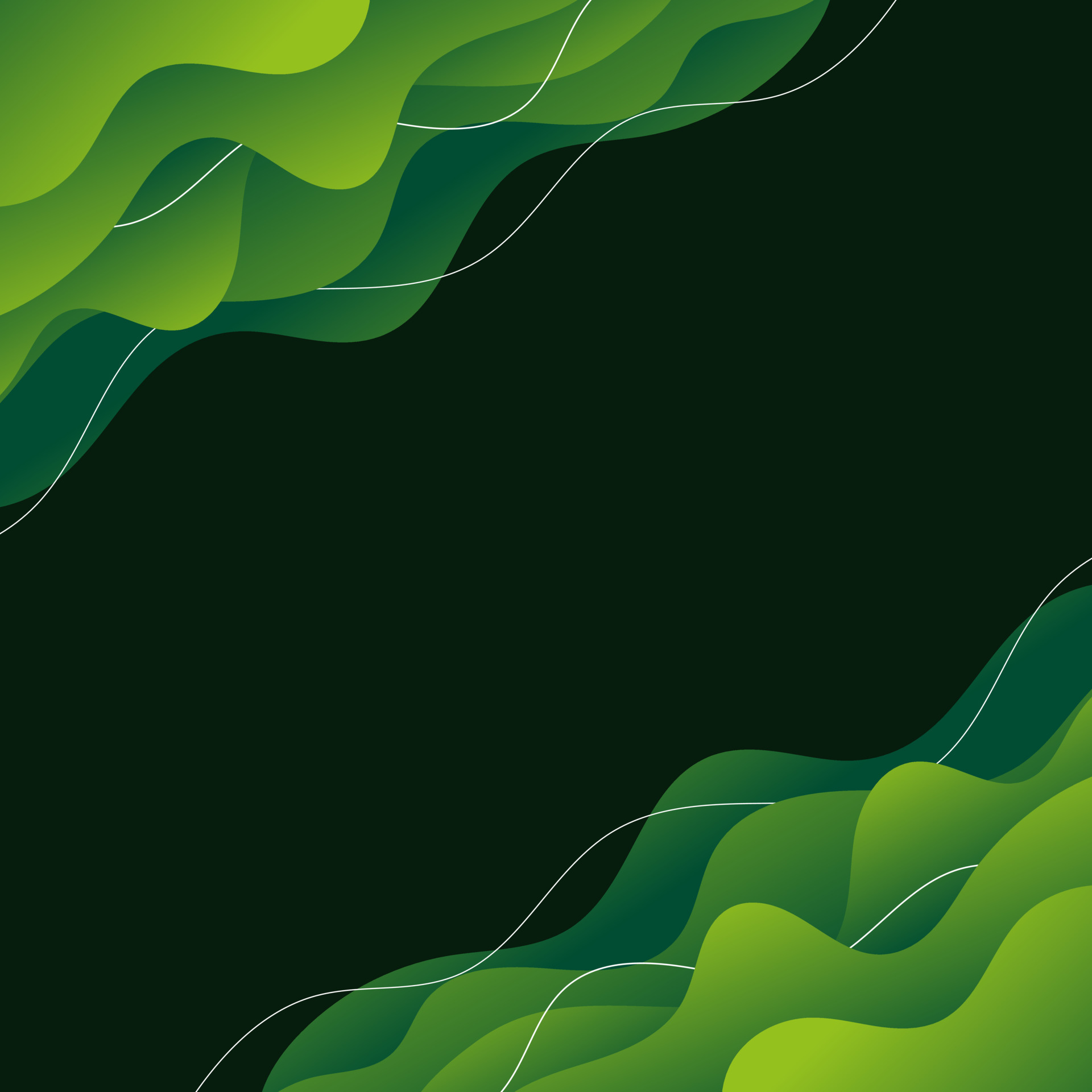Green Abstract Background. Green Waves. Square wallpaper. Gradient