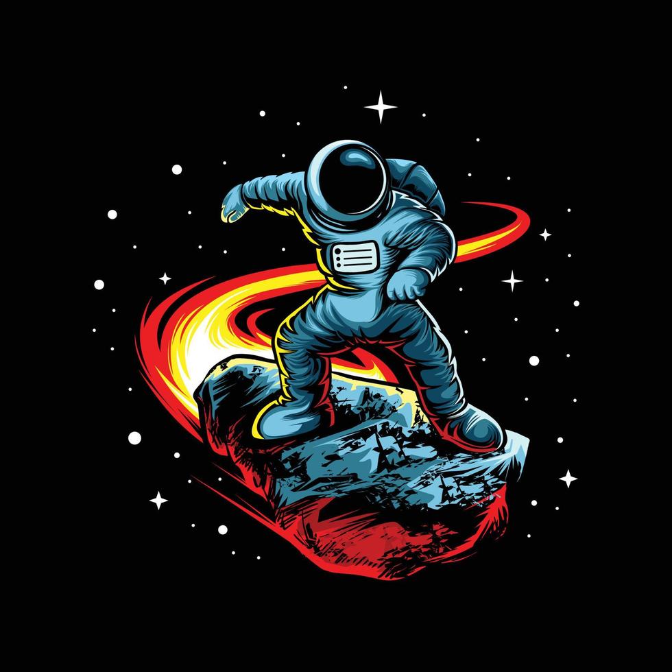 Astronaut With Meteor Illustration vector