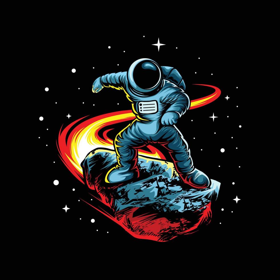 astronauta con ilustración de meteorito vector