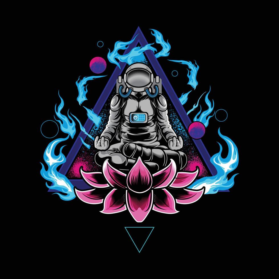 Astronaut Meditating Illustration vector